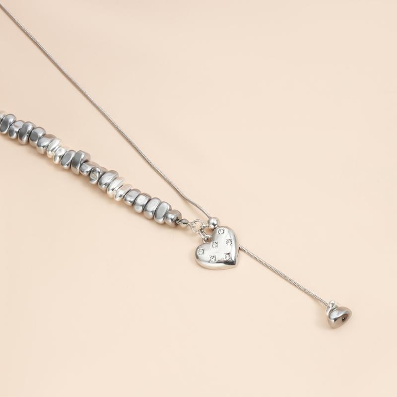 Adjustable Length Heart Beaded Necklace Sweet Cool Fashion For Everyday Outings Gatherings