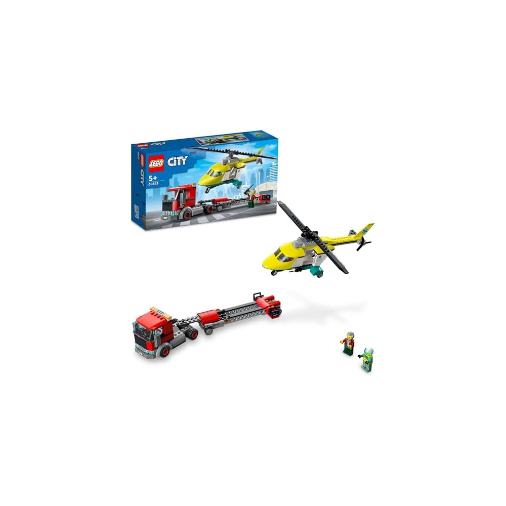 LEGO City Rescue Helicopter Transport Truck 60343 Building Toy for Kids Ages 5 and Up
