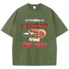 Funny Animals Shrimp Design T Shirt Vintage Washed Cotton T-Shirt Graphic Tee Casual Streetwear Spring Summer Clothes