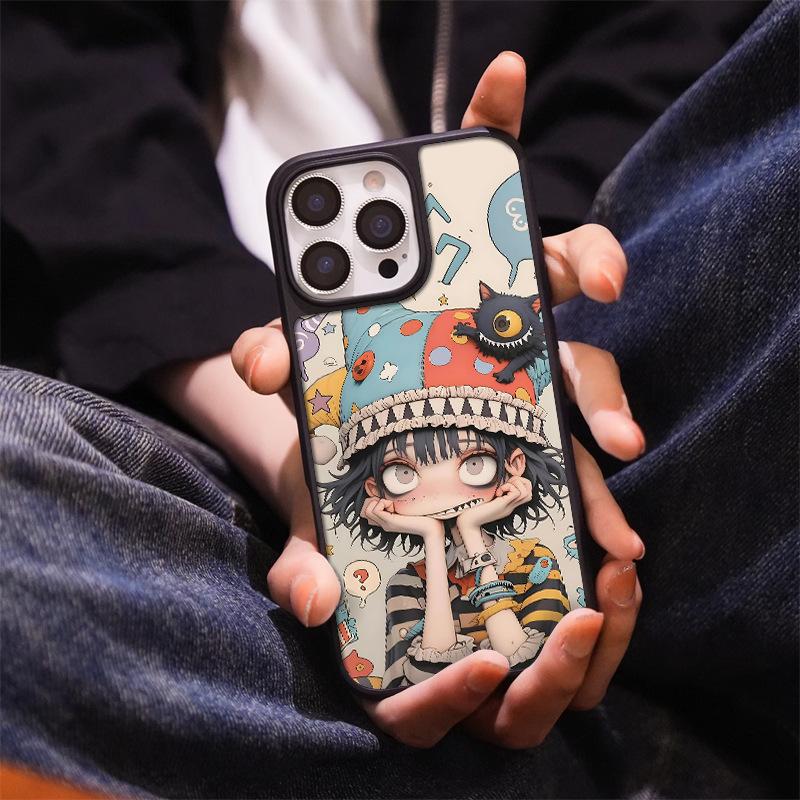 Two-dimensional Cartoon Illustration Clown Girl Apple Painted Mobile Phone Case iPhone17promax Matte Case