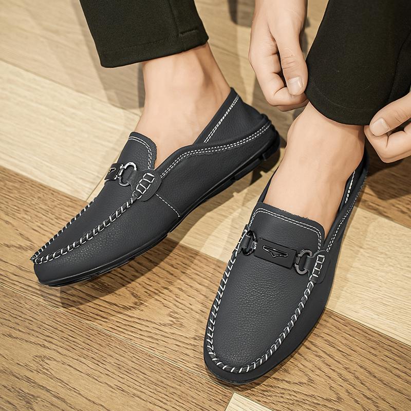 Fashion Comfort Genuine Leather Men Loafers All-match Lazy Shoes Breathable Moccasins Fashion Men Casual Shoes Slip-on Men Walking Shoes
