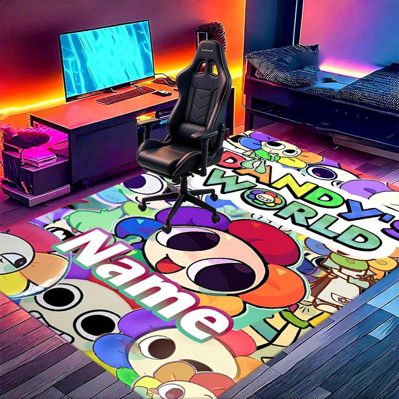 Custom Name Personalized Dandy's World Print Carpet, Versatile Home Decor Rug, for Playroom, Apartment, Balcony, Entryway, Hallway Gift