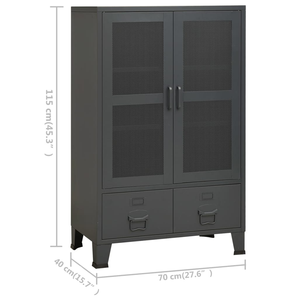 Storage Cabinet Industrial Style Anthracite 70 x 40 x 115 cm Metal