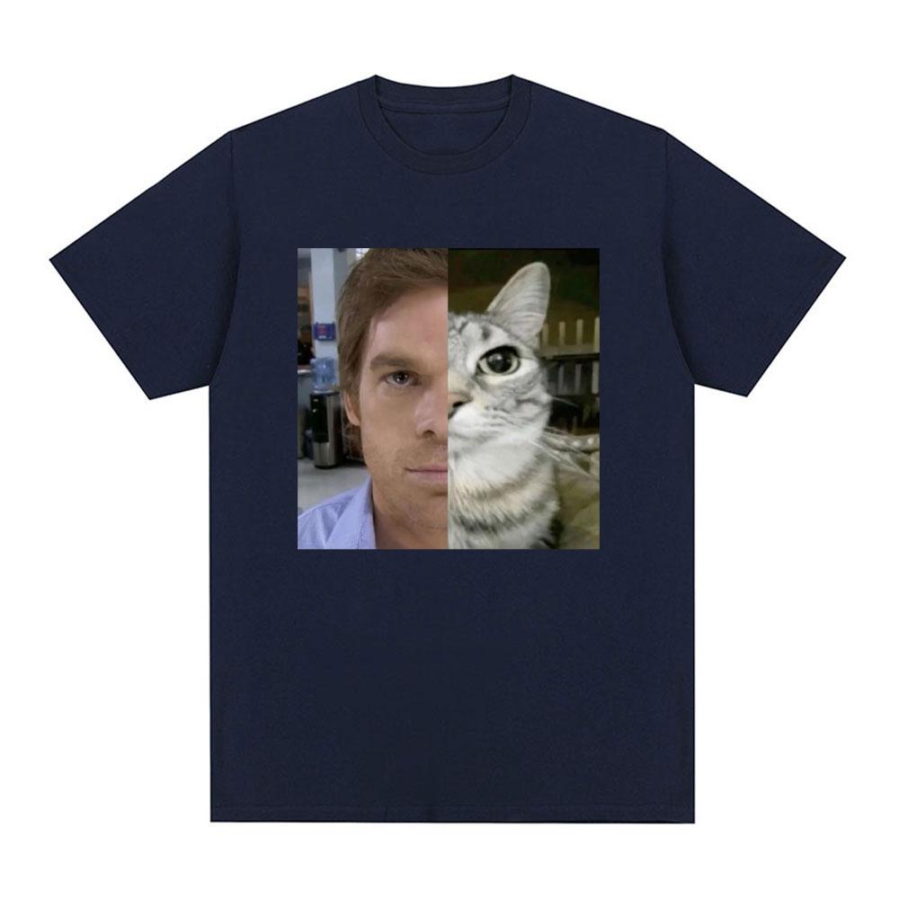 Dexter Morgan Funny Cat Meme T-shirts Cotton Short Sleeve O Neck T-shirt Unisex Streetwear Mens Clothes Harajuku Tee Shirt Tops