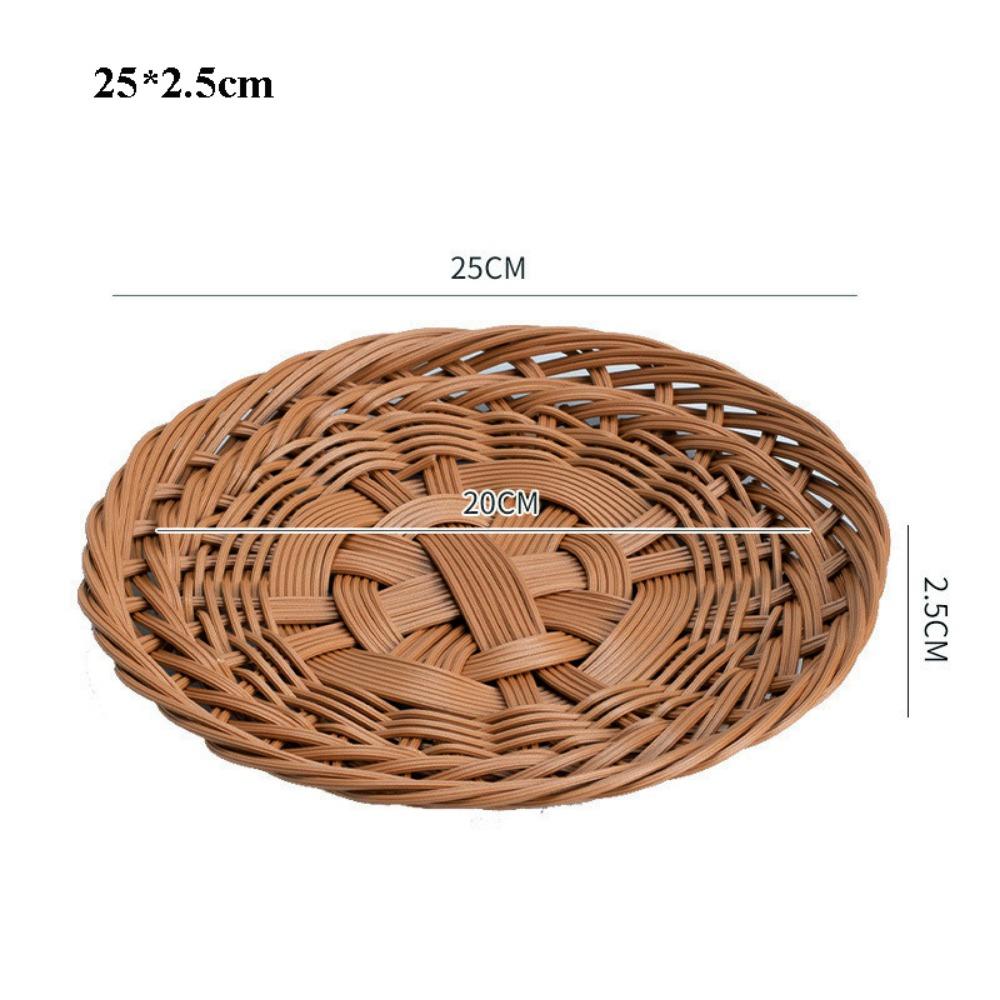 Hardness Rattan Wicker Woven Serving Baskets Plastic Handwoven Dried Fruit Dim Sum Snack Plate 3 Styles Household Rattan Basket