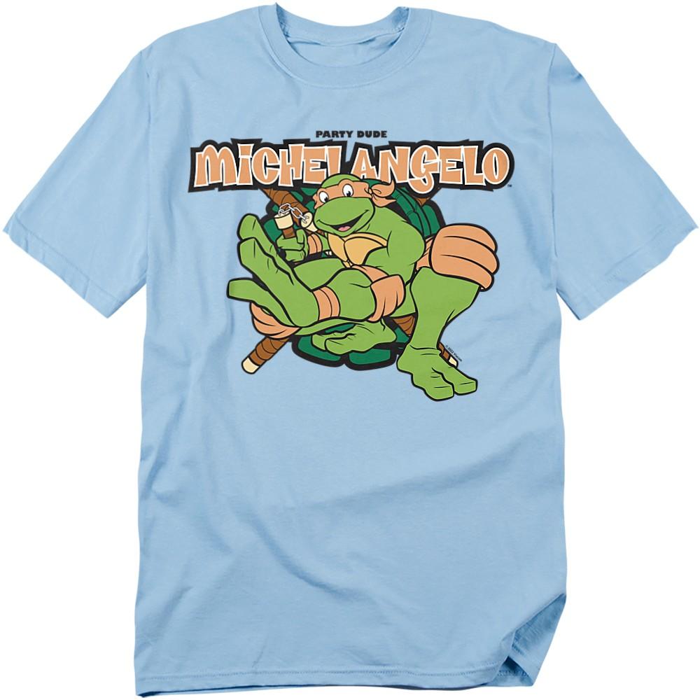 Tmnt Party Dude Michelangelo T-Shirt S-2XL Light Blue XXXXL