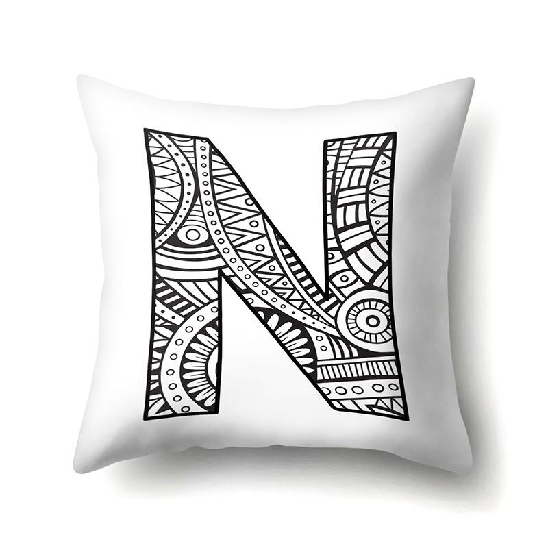 Polyester Pillow Case Pencil Drawing Geometric Decorative Print 26 English Letters Pillow Cushion Cover Simple