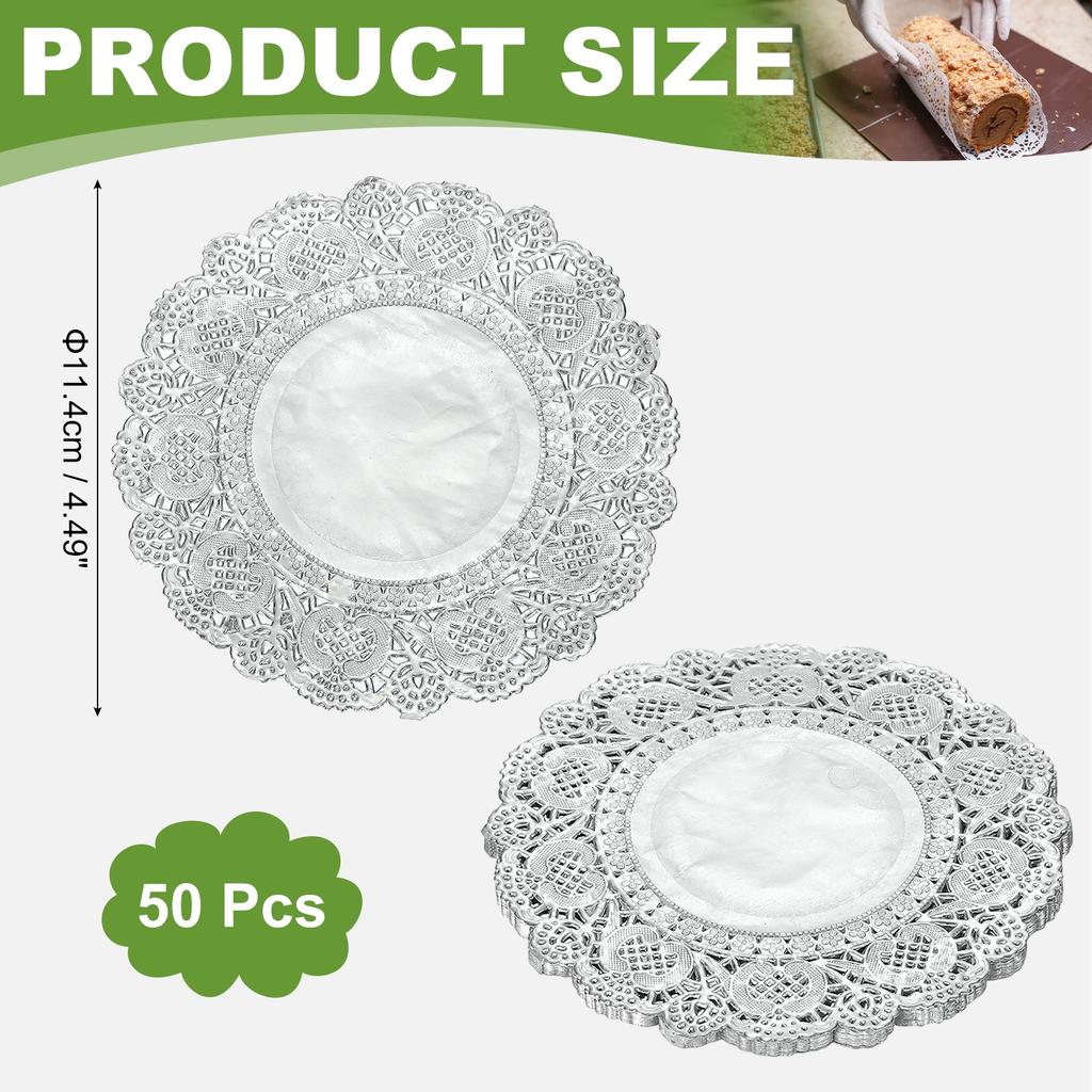 50pz Tovagliette di Carta Rotonde in Pizzo Sottopiatti Decorativi Moderni Tappetini da Tavola per Cibi al Forno Fritti Decorazioni per Feste Fai da Te