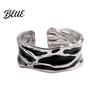 Couple Ring Thin Adjustable Open Band Stainless Steel Minimalist Geometric