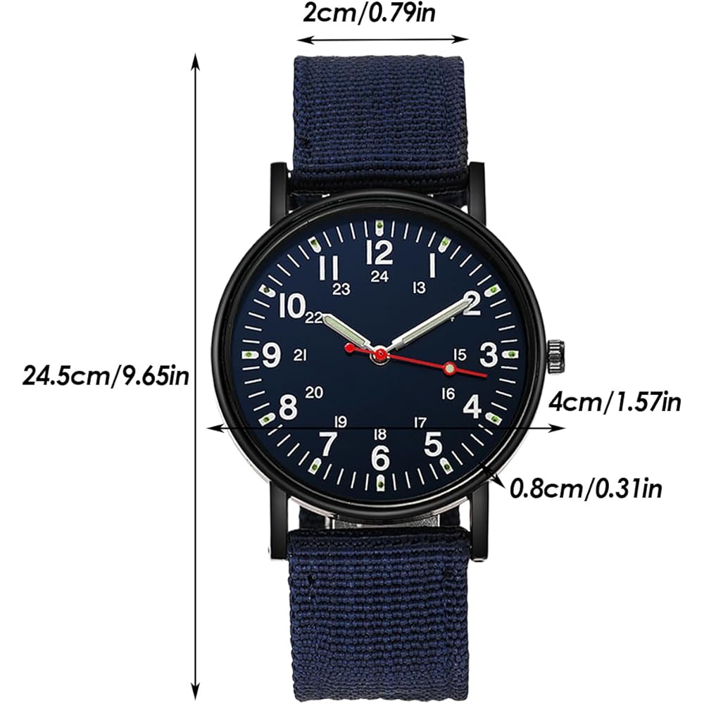 Canvas Casual Analog Sports Watch Unisex Military Style Waterproof Slip-through Strap