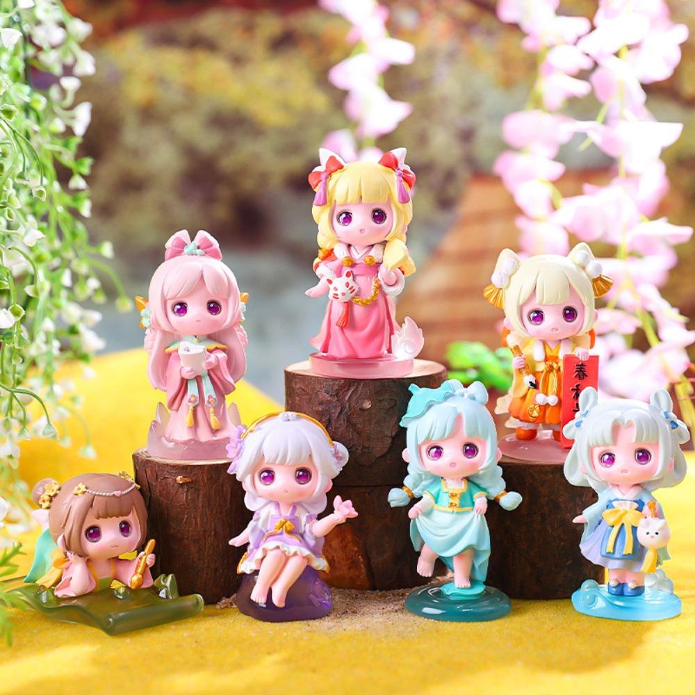 Cartoon Bunny Series Model Toy Colorful Ancient Costume Girl Doll Desktop Ornament