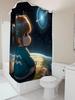 Cute Cartoon Girl Shower Curtain - Space Adventure Design, Waterproof & Mildew-Resistant for Kids' Bathroom Decor, Perfect Gift