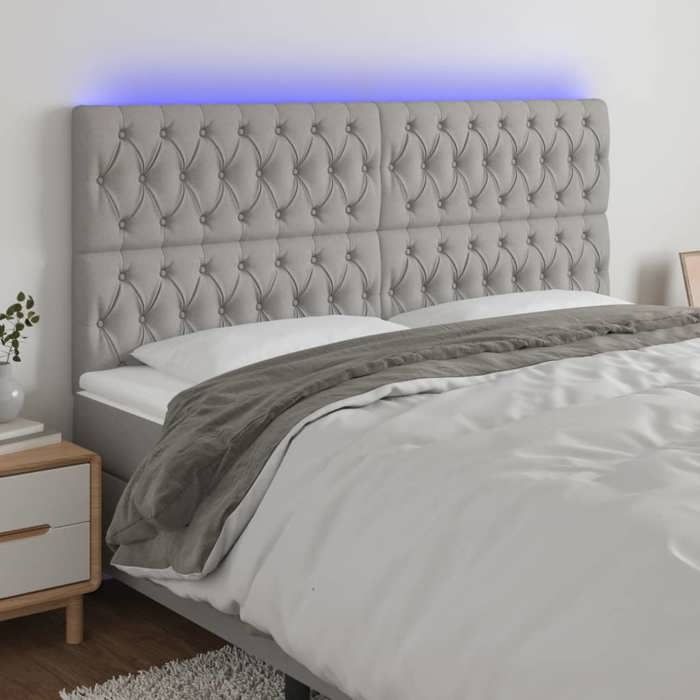VidaXL Tête de Lit à LED Meuble de Chambre à Coucher Accessoire de Lit Double Tête de Cadre de Lit Intérieur Gris Clair 3122782
