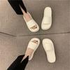 One-word with thick-soled cool slippers for women to wear in summer, Korean open-toe height-increasing vacation, thin and versatile beach shoes