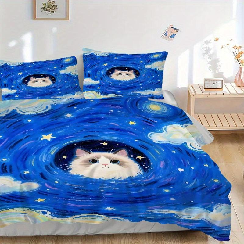 

3pcs Cosmic Cate Bedding Set, Suitable for Bedroom Decoration, (Includes 1 Duvet Cover And 2 Pillowcases, Quilt Not Included) yy250822113 135x200cm