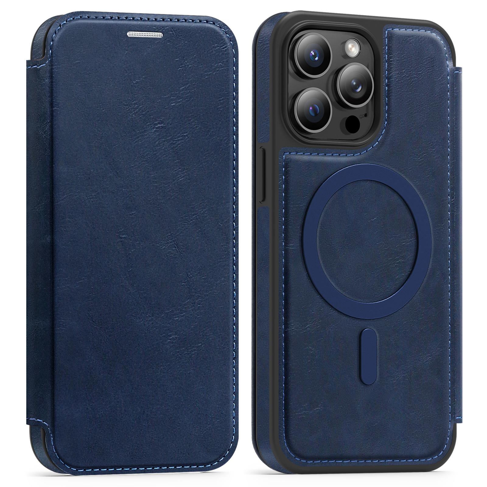 

Чехол для iPhone 13 Pro Max, совместимый с MagSafe, с блокировкой RFID, держателем для карт, кожаный чехол для телефона Sapphire