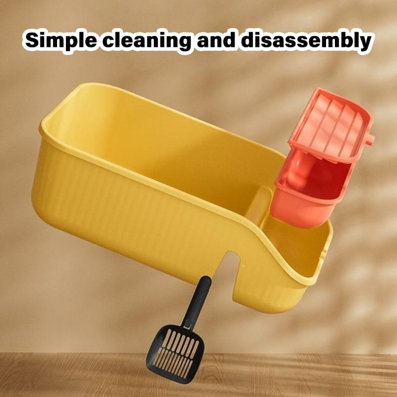 Cats Toilet with Litter Shovel Nonspill High Wall Smoothly Surfaces Litter Box for Kittens Use Easy Cleaning