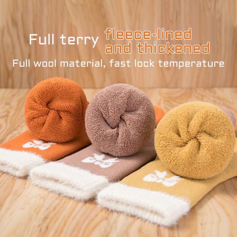 5Pairs 1-16Years Children Winter Ultra Thick Terry Socks Bow Moisture Wicking and Breathable School Socks Walking For Walking