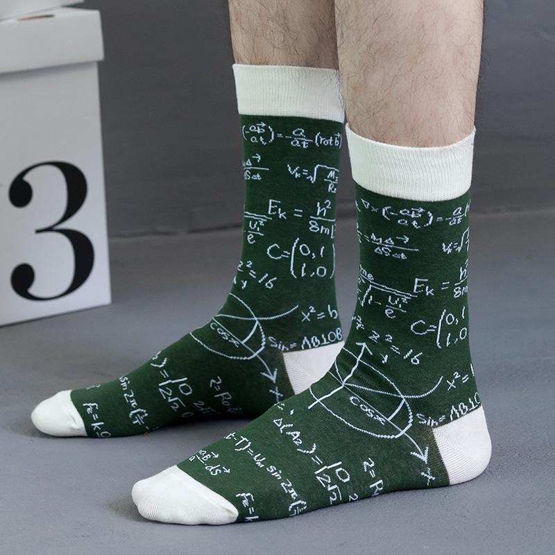 1/2 Paar Kreative Geometrische Muster Mittellange Socken Trendige Bequeme Atmungsaktive Socken Anzug für Alle Jahreszeiten