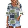 3/4 Length Sleeve Womens Tops Dressy Casual Blouses Bell Ruffle Sleeve Loose Fit Tunic Tops V Neck T Shirts