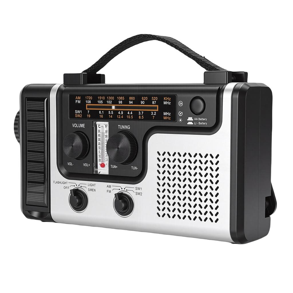 AM FM SW Portable Hand Crank Radio 1200mAh Emergency Solar Power Pocket Radio with Full Band Speaker Cell Phone Charger