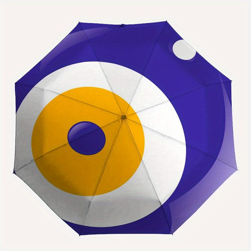 Colorful Evil Eye Amulet Pendant  Protection Charm Jewelry for Good Luck & Safety Umbrella, Portable 3 Fold Compact Umbrella for Men & Women,S217