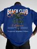 Unisexs 100 Cotton Printed American Retro Coconut Tree Pattern Casual Comfort Loose Fit TShirt