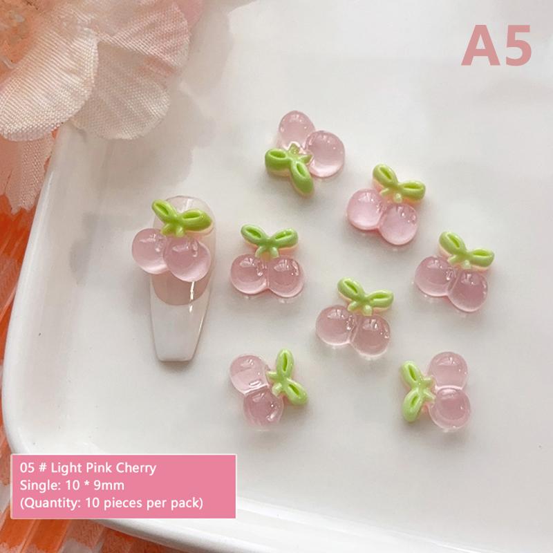10 ks Pryskyřičné Mini Třešně Jahody Nail Art Ploché Zadní Kamínky Figurky Scrapbook DIY Šperky Dekor Řemesla
