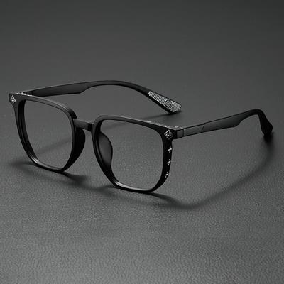Black Frame Anti-Blue Light Glasses Large Frame Face-Looking Small Plain Glasses Women's Plain Glasses Men's Trendy Myopia Glasses