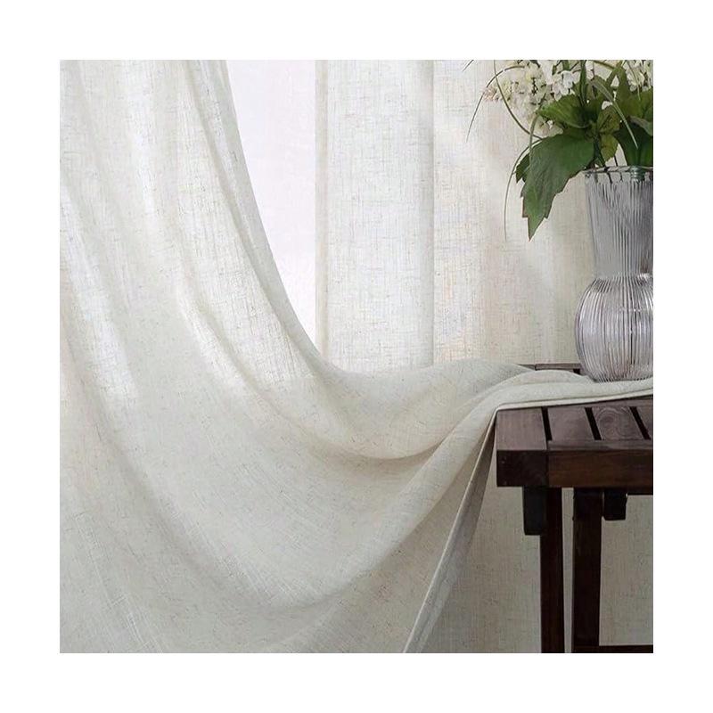 Cremefarbene Leinenmischung Transparente Vorhänge für Schlafzimmer und Wohnzimmer