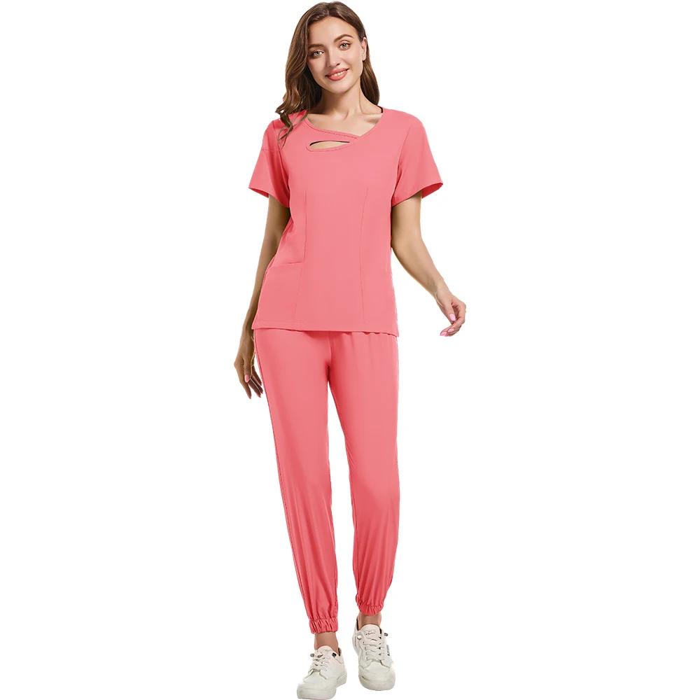 Multicolor Clinical Scrubs Set Uniforms Beautician Lab Workwear Pocket Medical Nurse Nursing Uniforms Vet Work Clothes