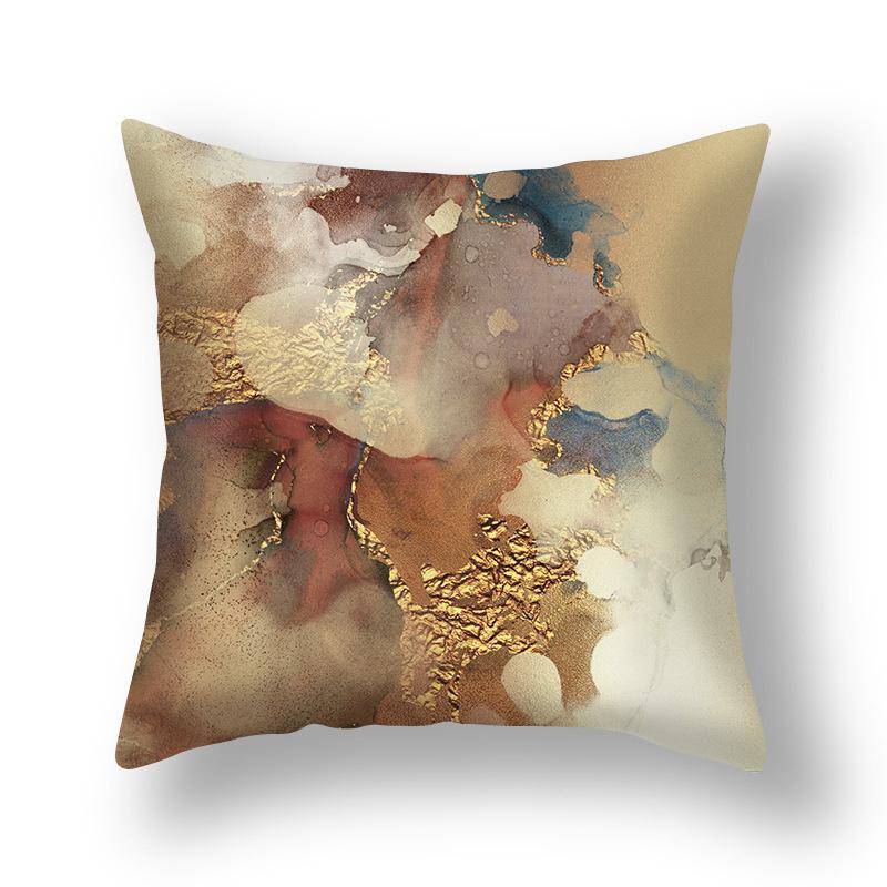 45x45cm Nordic Ins Abstract Gold Blue Marble Print Cushion Cover Sofa Office Seat Lumbar Pillow Cover Home Decoration