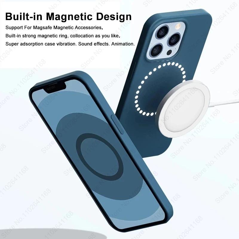 Official Original Animated Leather Cases for IPhone 16 13 14 15 Pro Max for Magsafe Magnetic Wireless Charging Cover for 15 Plus
