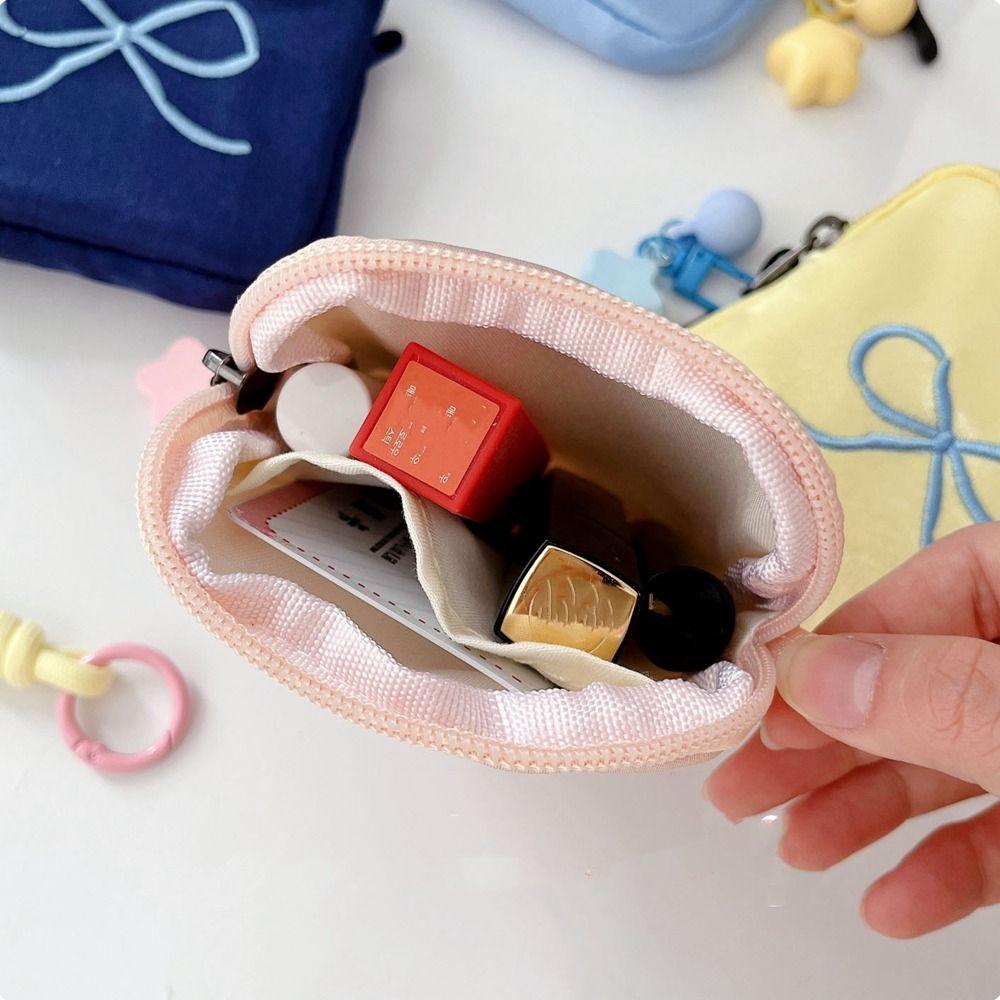 Portable Cute Zero Wallet Bowknot Cosmetic Bag Multifunctional Sanitary Napkin Storage Bag  Women