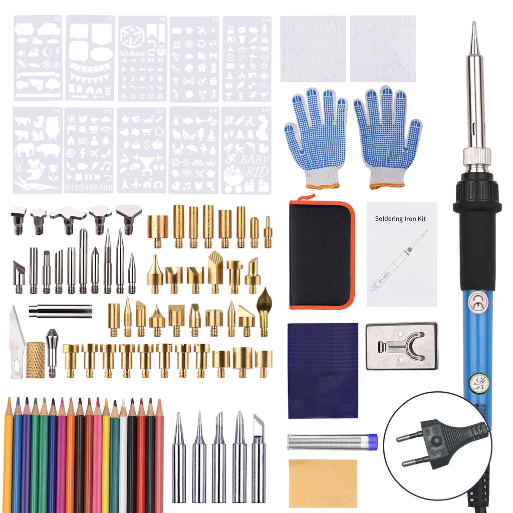 Wood Burning Kit with 105Pcs Soldering Iron Tips Multifunctional Wood   Tool   Temperature 200-450 celsius  Professional Pyrography Pen