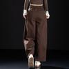 Neue Saison Cropped Weiter Bein Kaffee Hosen für zierliche Frauen, Lockere Passform, Neun-Punkt Ballon Stil Jeans