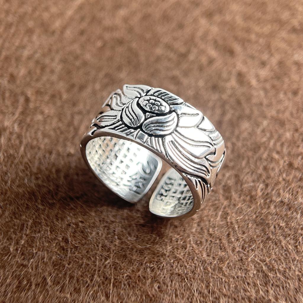 Xiaomi 925 Sterling Silver Rings For Women Geometric Fine Jewelry Finger Adjustable Retro Leaf Stone Ring For Party Birthday Gift
