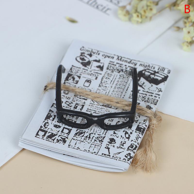 

1:12 Dollhouse Miniature Mini Newspaper Glasses Model Furniture Toy Accessories as the picture