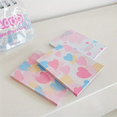 Korean Style Cute Non-sticky Note 3sets 150sheets Colorful Love Series Tearable Student Paper Ledger Decoration Stationery Supplies