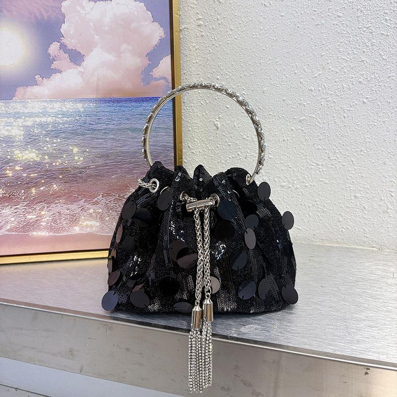 

Sequins Handbags Purses Women Party Small Tote Bag Fashion Lady Bucket Bags Girls Wristlets чёрный