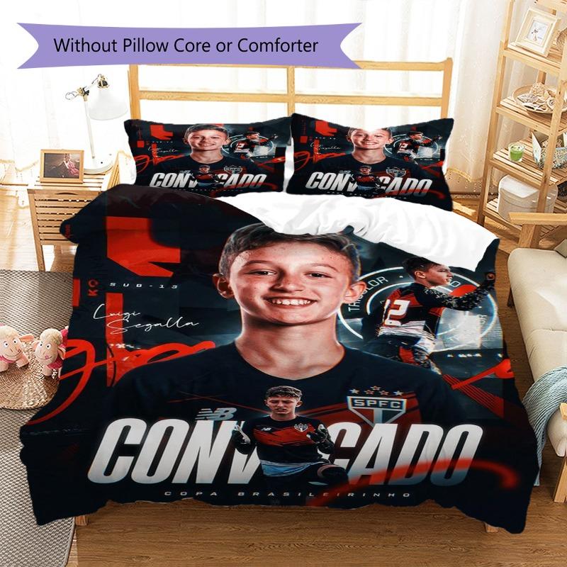 Young Football Player Portrait Print 3‑Pieces Duvet Cover Set Soccer Sports Bedding Bedroom Home Decor Without Pillow Core Comforter