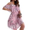 2025 New Spring Off-Shoulder Chiffon Print Dress