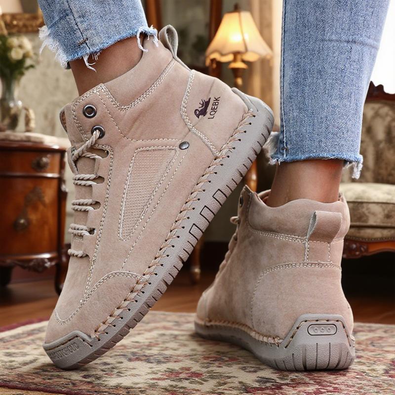 Botas de Mujer Color Nude Caña Alta Retro Antideslizantes Zapatos de Trabajo Zapatos para Exteriores Suaves Homme Clásico Tobillo Planos Antideslizantes Mocasines Zapatillas Deportivas
