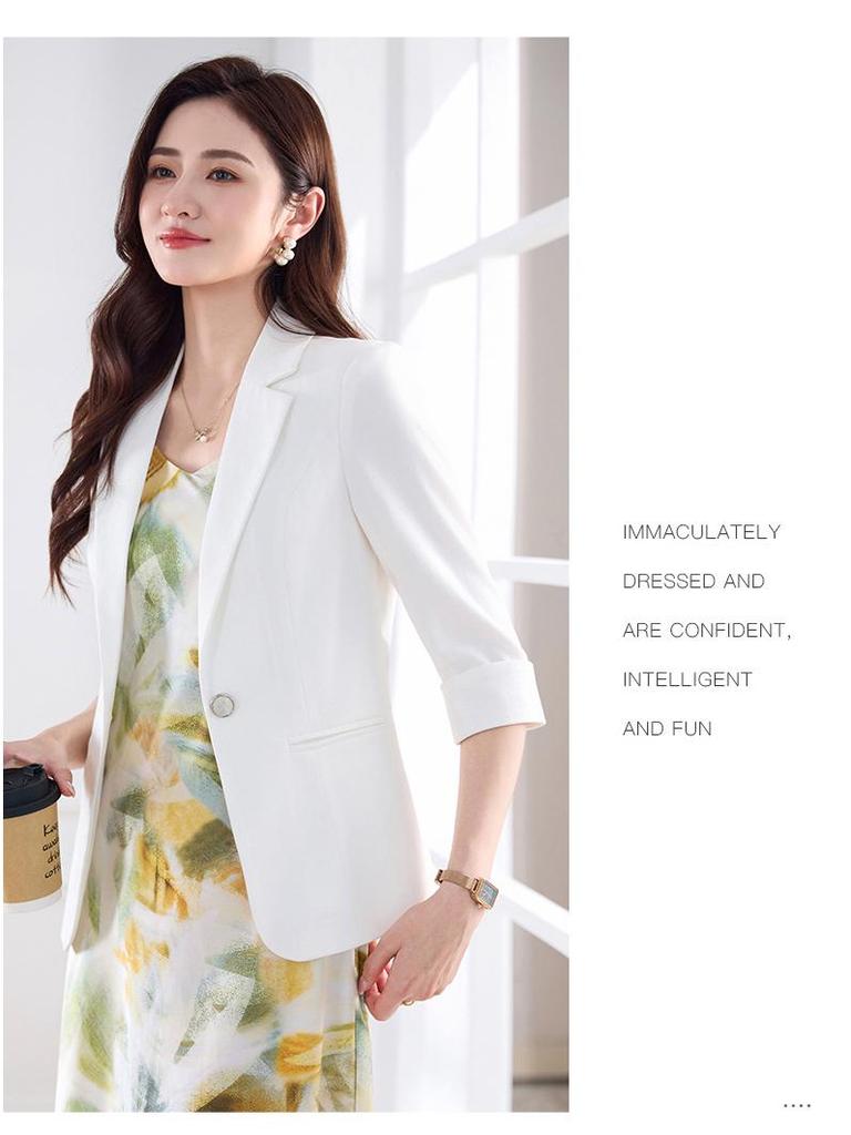 2026 Spring/Summer Women's Mid-Sleeve Blazer - Slim Fit, Professional Formal Workwear
