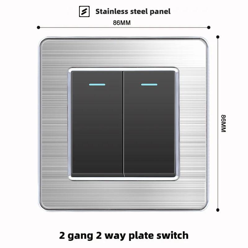 luxury Brushed Stainless Steel Wall Light Switch,Universal 5pin 18W Type-C Quick charging outlet,UK Standard Dual USB Socket