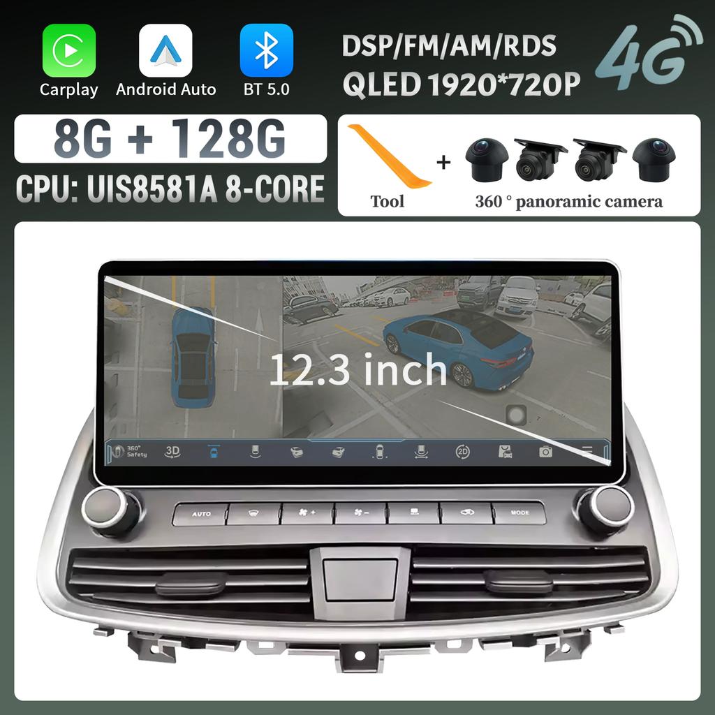 12.3" Android For Nissan Teana J32 2008-2014 Car Radio Wireless Bluetooth  Carplay 4G GPS Multimedia Touch Head Unit Screen