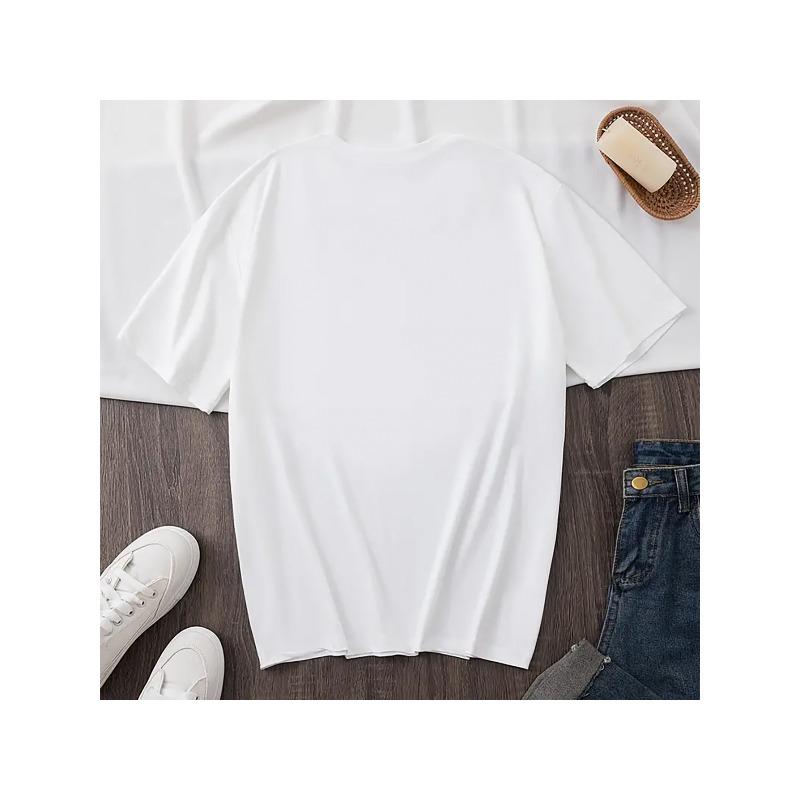 European size Women'S Plus Size Oversized T-Shirt - White with Multicolor Heart Print