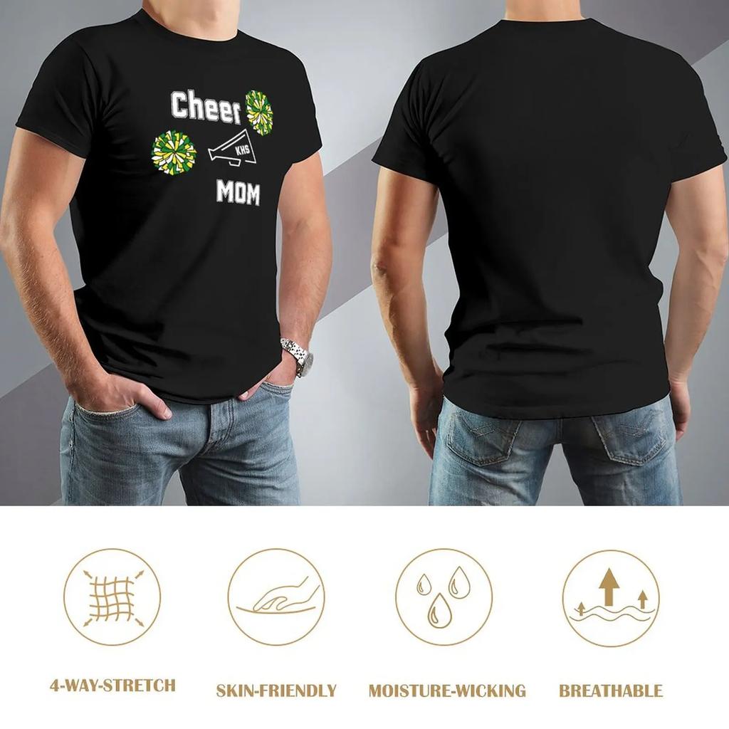 Cheer Mom Green Yellow T-Shirt Vintage T Shirts Plus Sizes Quick Drying Graphic Tee Shirt Men Graphic T Shirts