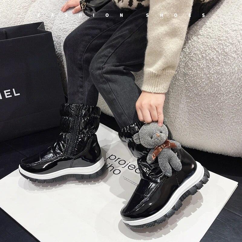 Winter Mädchen Stiefel Kinder Sneakers Stiefeletten Mode Lässig Warme Jungen Stiefel Reißverschluss Plus Baumwolle Trendy Schnee Stiefel