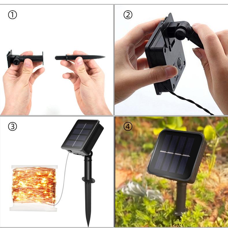 8 moduri șir de lumini solare 10-30m 100-300LED, ghirlande de exterior impermeabile, lampă cu energie solară de Crăciun pentru decorarea grădinii